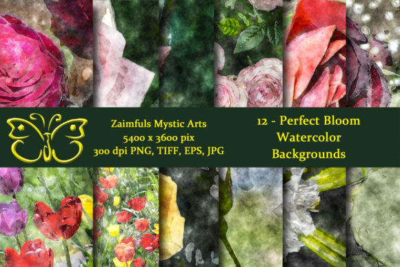 12 Perfect Bloom Watercolor Backs: Fresh Illustrations