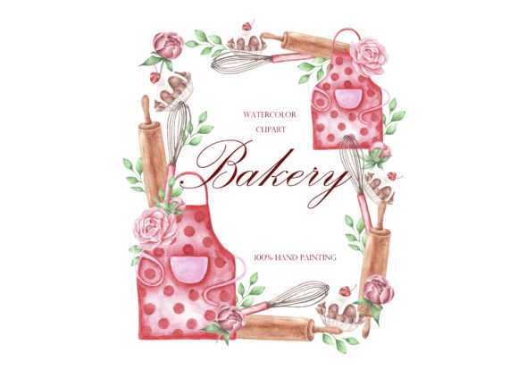 Baking Watercolor Frame: Cookbook Illustrations