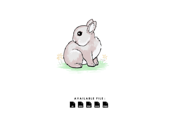 Cute Bunny Seen in the Garden Watercolor Illustrations