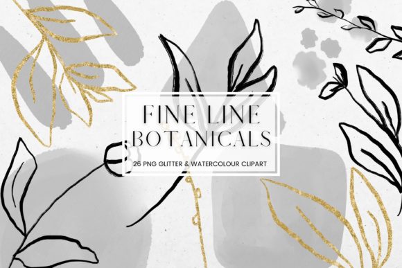Fine Line Floral and Watercolour Clipart