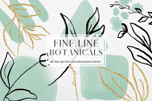 Fine Line Floral, Green Watercolour Illustrations