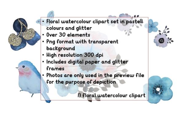 Floral Watercolour Clipart Set Pastel Illustrations