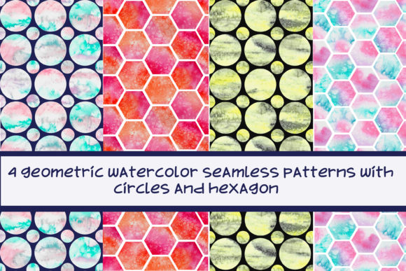 Geometric Watercolor Seamless Patterns and Illustrations