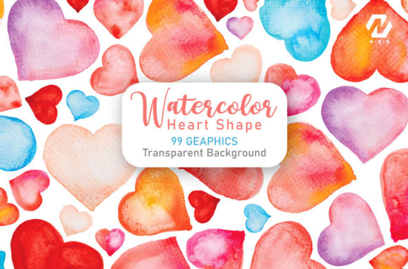 Heart Shape Watercolor Hand Painting Illustrations