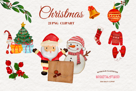 Merry Christmas Watercolor Png Set: Illustrations Review