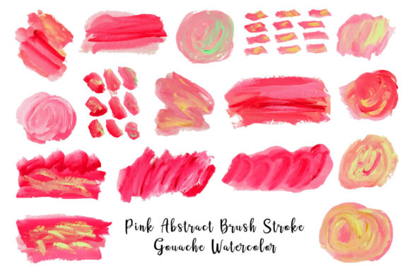 Pink Abstract Brush Stroke Watercolor Illustrations
