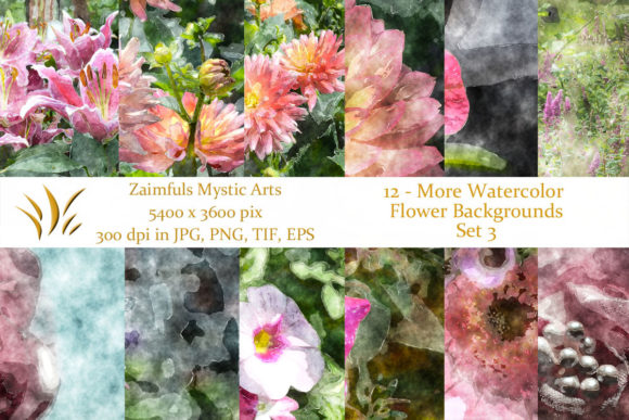 Review: 12 More Watercolor Flower Backs Set 3 Illustrations