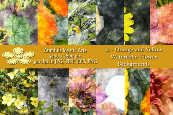 Review: 12 Orange and Yellow Watercolor Backs Illustrations