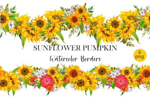 Sunflower Pumpkin- Watercolor Borders