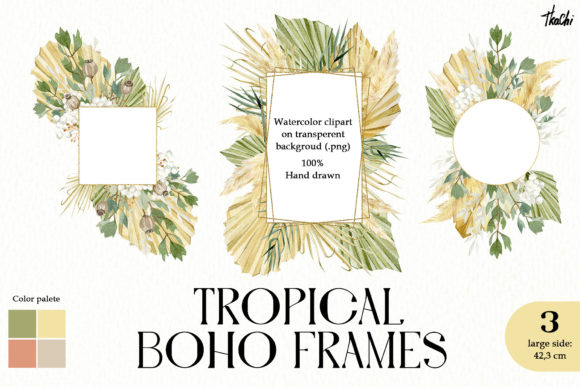 Watercolor Bohemian Floral Frames