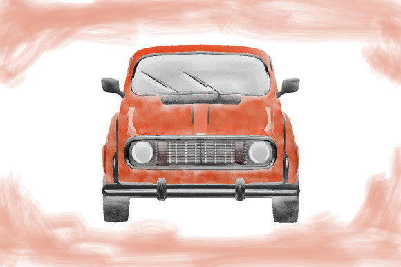 Watercolor Brown Vintage Old Car Illustrations