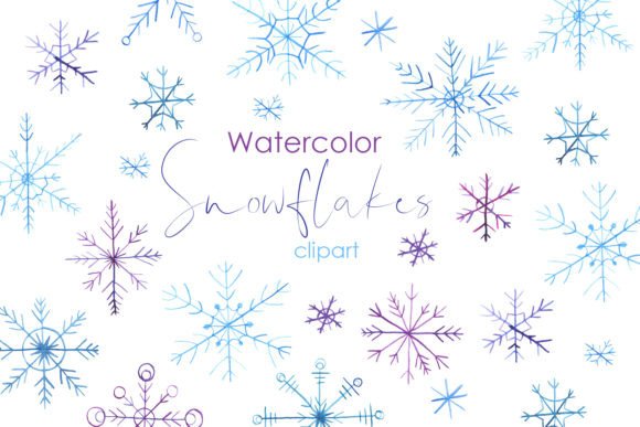 Watercolor Clipart. Snowflakes Png