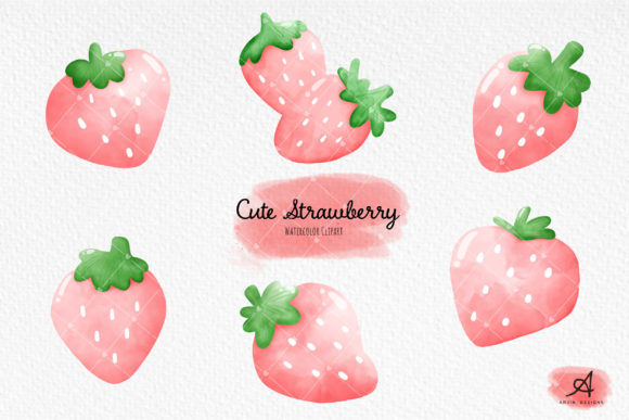 Watercolor Cute Strawberry Clipart: Sweet Illustrations