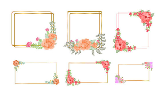 Watercolor Flower Frame Set Wedding Illustrations
