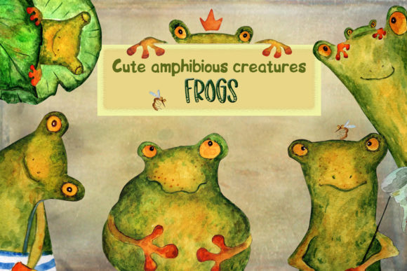 Watercolor Frogs: Illustrations for Your Shop
