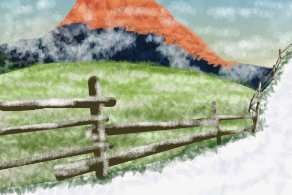 Watercolor Landscape with Mountain Illustrations