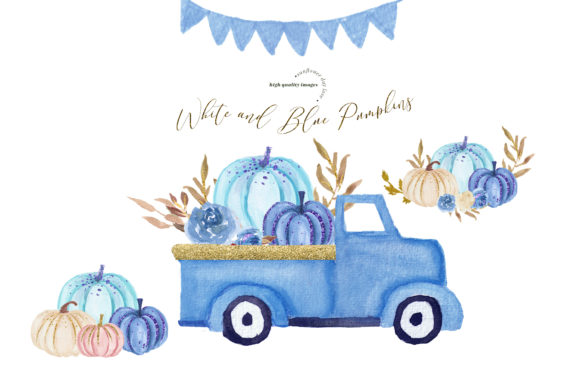 Watercolor Pumpkin Truck Clipart: Fall Illustrations