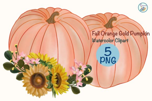 Watercolor Sunflower Fall Pumpkin Illustrations