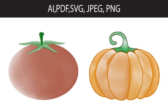 Watercolor Vegetable Design SVG Cut File
