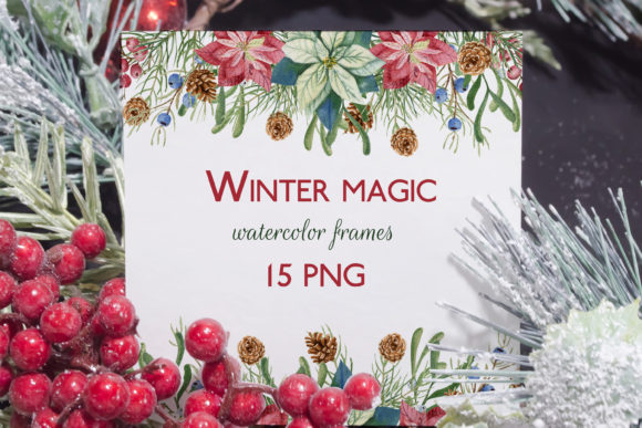 Winter Magic. Watercolor Frames