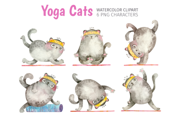Yoga Cats Watercolor Clipart: Reviewing Illustrations